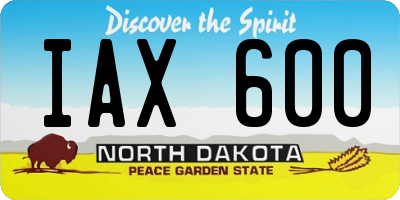 ND license plate IAX600