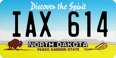ND license plate IAX614