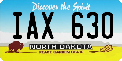 ND license plate IAX630