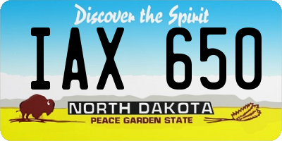ND license plate IAX650