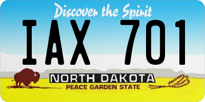ND license plate IAX701