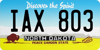 ND license plate IAX803