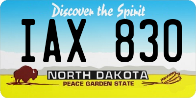 ND license plate IAX830