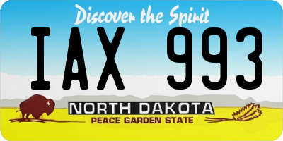 ND license plate IAX993