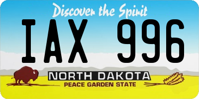 ND license plate IAX996