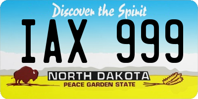 ND license plate IAX999