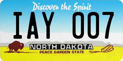 ND license plate IAY007
