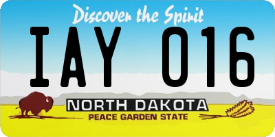 ND license plate IAY016