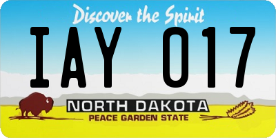 ND license plate IAY017