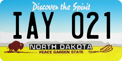 ND license plate IAY021