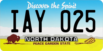 ND license plate IAY025