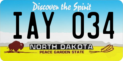 ND license plate IAY034