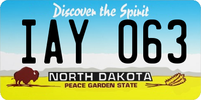 ND license plate IAY063