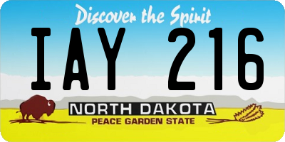 ND license plate IAY216
