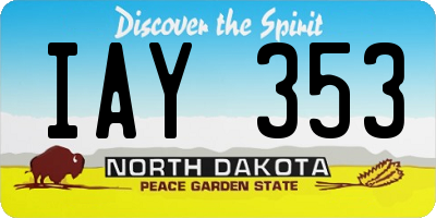 ND license plate IAY353