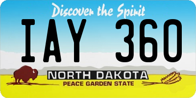 ND license plate IAY360