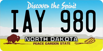ND license plate IAY980