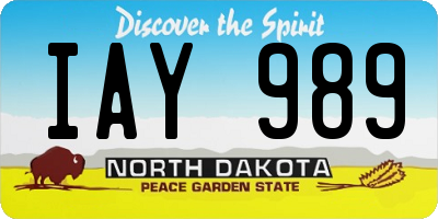 ND license plate IAY989