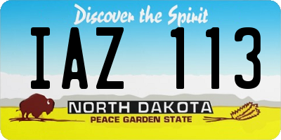 ND license plate IAZ113