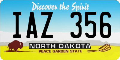 ND license plate IAZ356