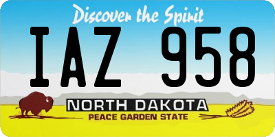 ND license plate IAZ958