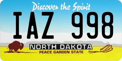 ND license plate IAZ998