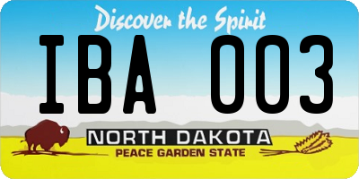 ND license plate IBA003