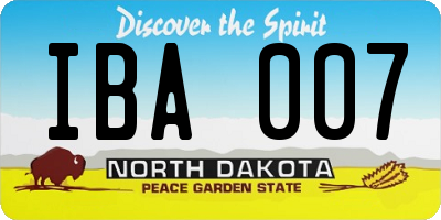 ND license plate IBA007