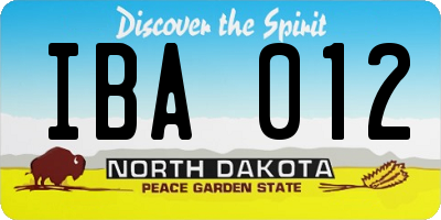 ND license plate IBA012