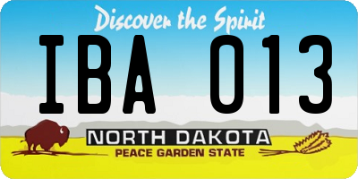 ND license plate IBA013