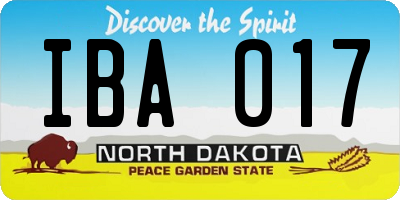 ND license plate IBA017