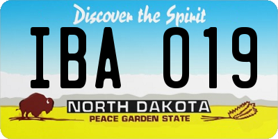 ND license plate IBA019