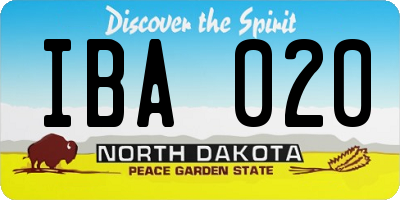 ND license plate IBA020
