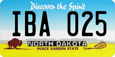 ND license plate IBA025