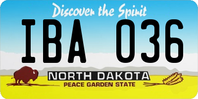 ND license plate IBA036