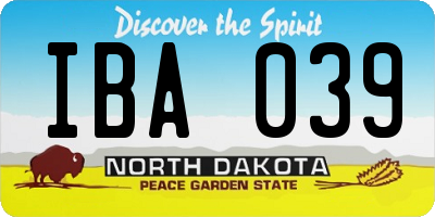 ND license plate IBA039