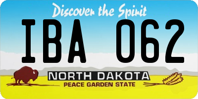 ND license plate IBA062