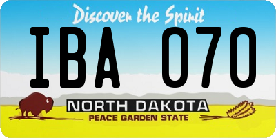 ND license plate IBA070