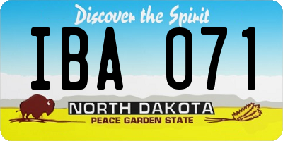 ND license plate IBA071