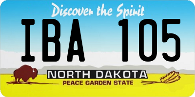 ND license plate IBA105