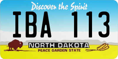 ND license plate IBA113