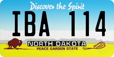 ND license plate IBA114
