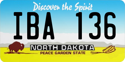 ND license plate IBA136
