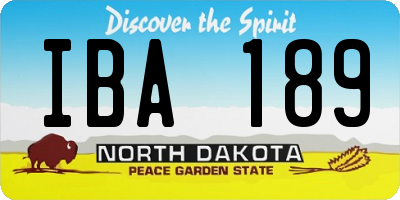 ND license plate IBA189