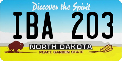 ND license plate IBA203