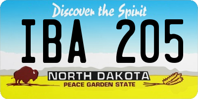 ND license plate IBA205