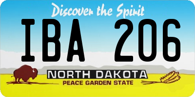 ND license plate IBA206
