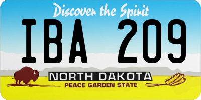ND license plate IBA209