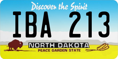 ND license plate IBA213