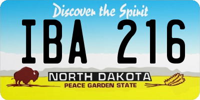 ND license plate IBA216